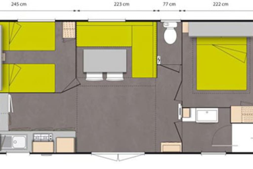 plan du mobil home confort 2 chambres