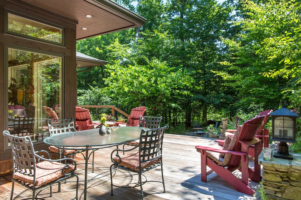 Back deck overlooking private woods