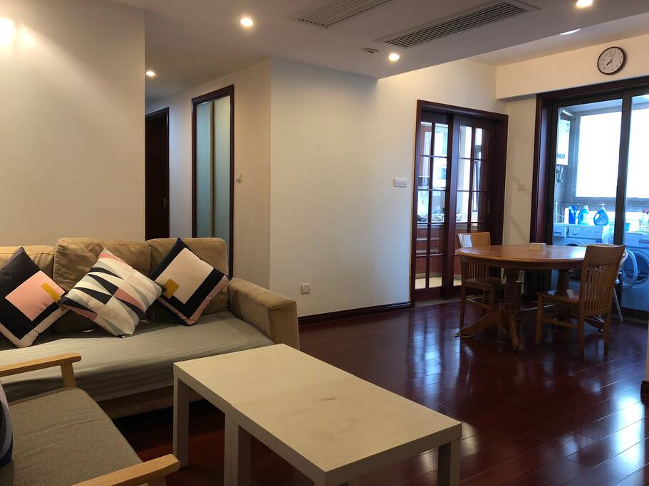 Spacious living room with comfy sofa