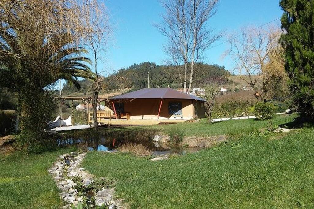 Frontview, including the pond and a natural spring.
