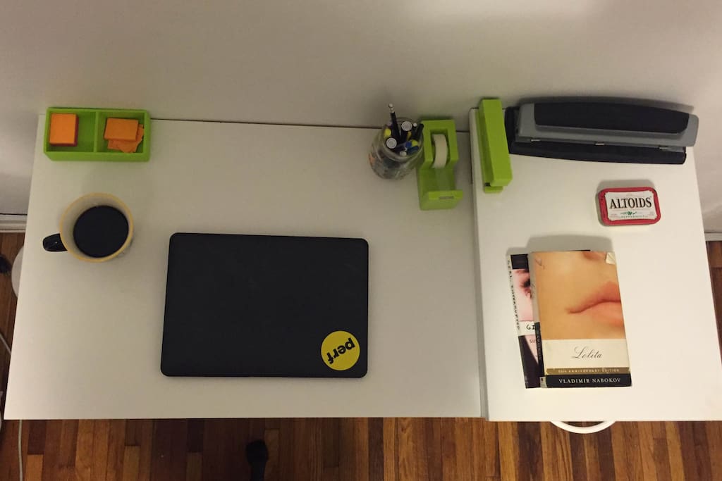 Spacious desk to do work on.