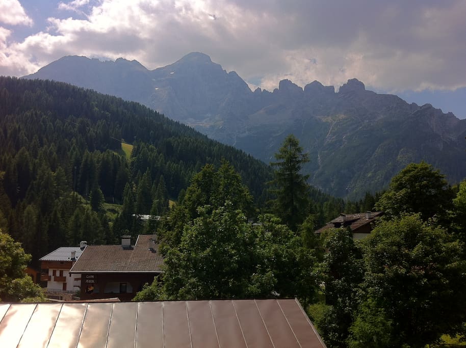 view of Mount Civetta from balcony in summer