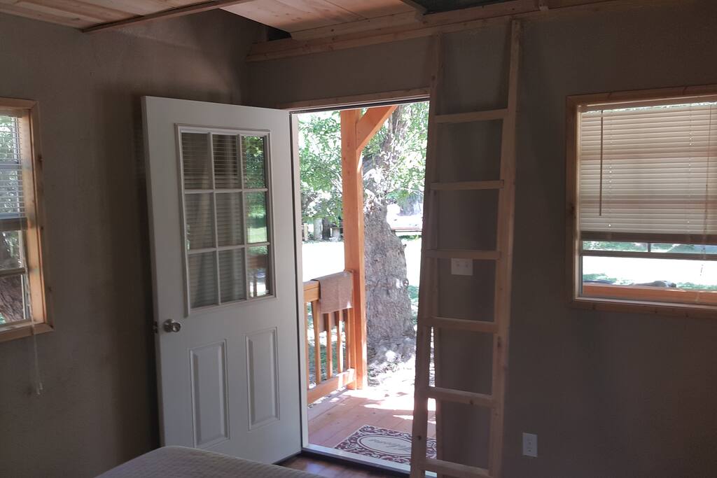 Looking out from main room