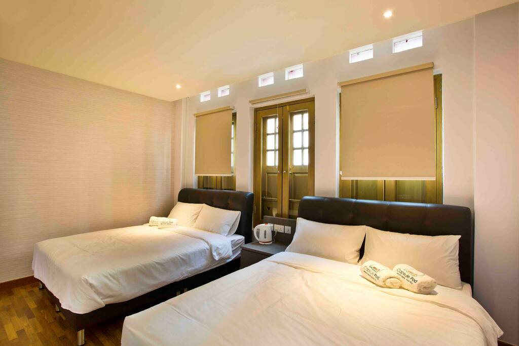 2x Double bed with Attached Toilet, TV, Mini Bar frigde, Steam Iron, Hair Dryer.