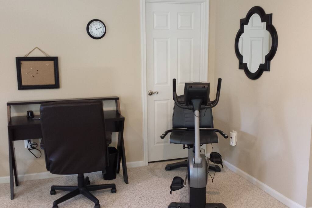 Work desk and exercise bike