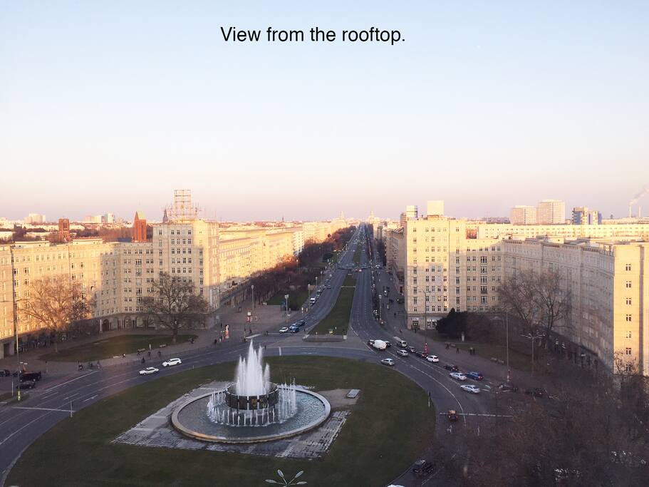 View from the rooftop of the building.