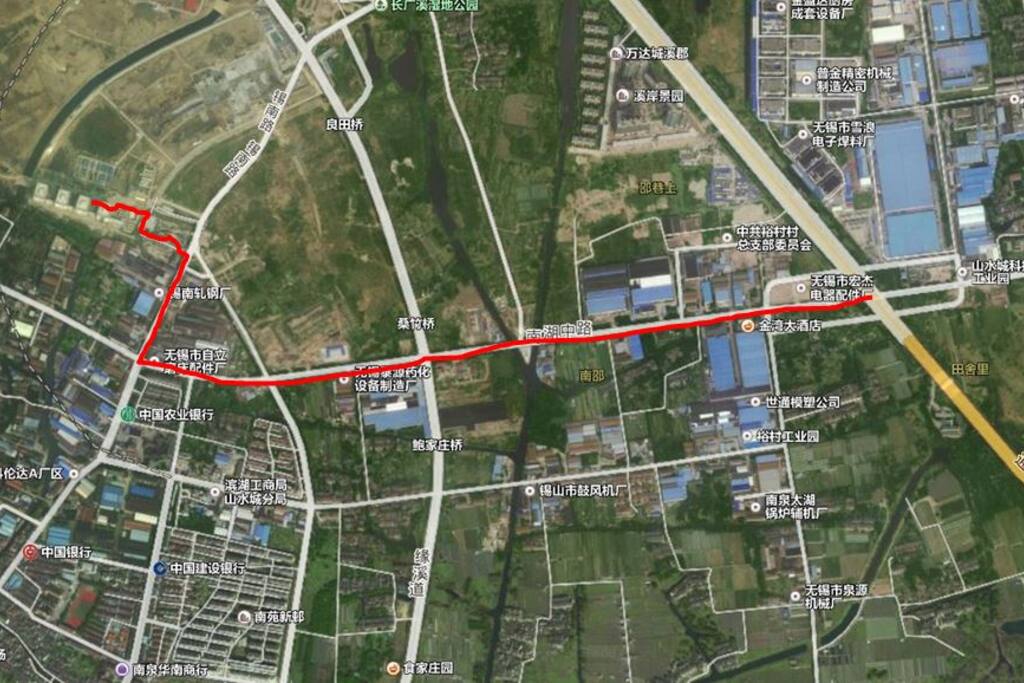自驾S19通锡高速下来沿着南湖中路向西,锡南路右转到底,然后左转到头就看到了