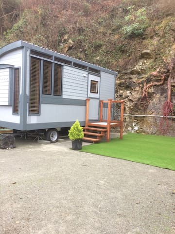 Private yet central custom guest cabin on wheels