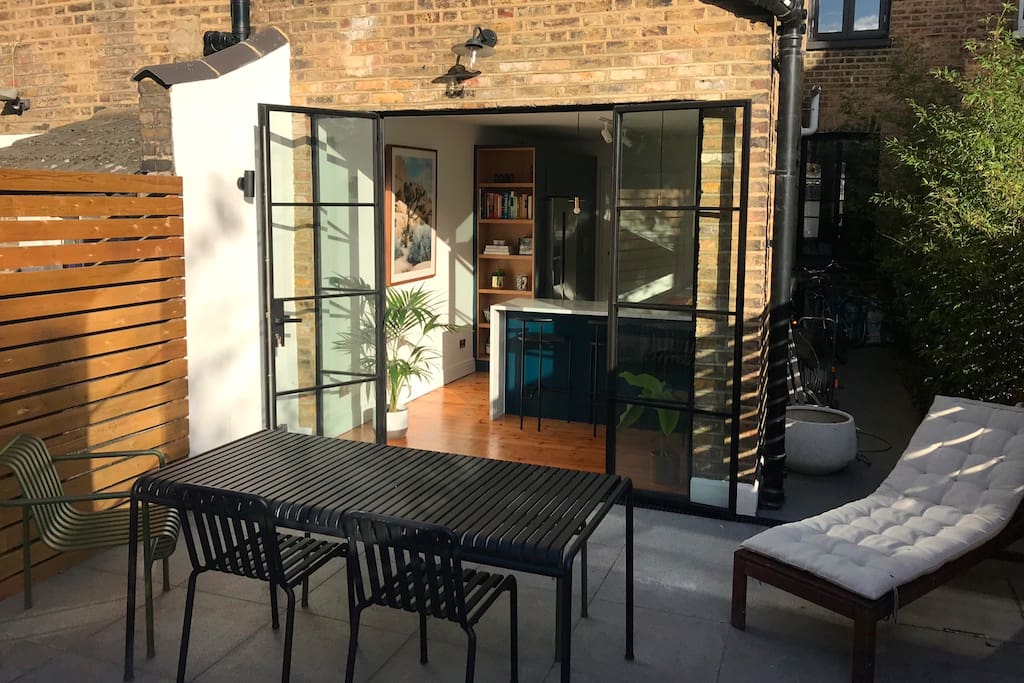 Step out from the kitchen to outdoor seating