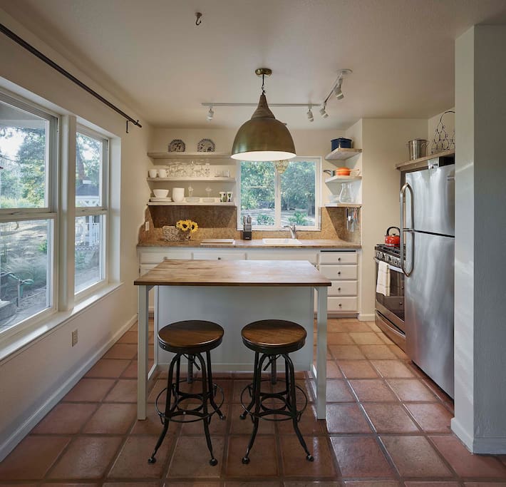 Chefs Kitchen with Stainless steel gas stove