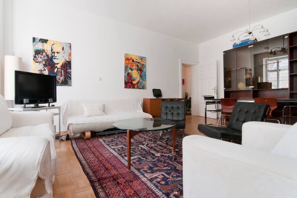 Living room with cable television and WiFi internet access.