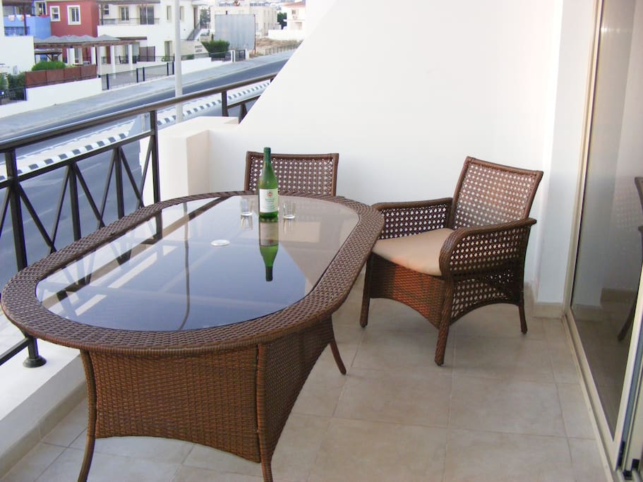 The balcony where you can enjoy a glass of wine.