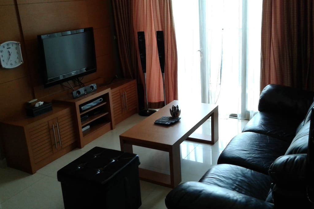 Living room with TV and sound system
