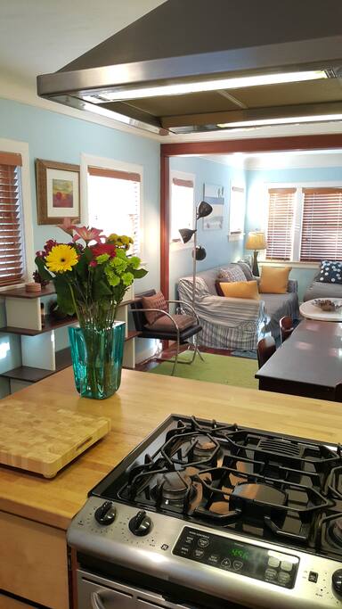 Comfortable communal cooking area.