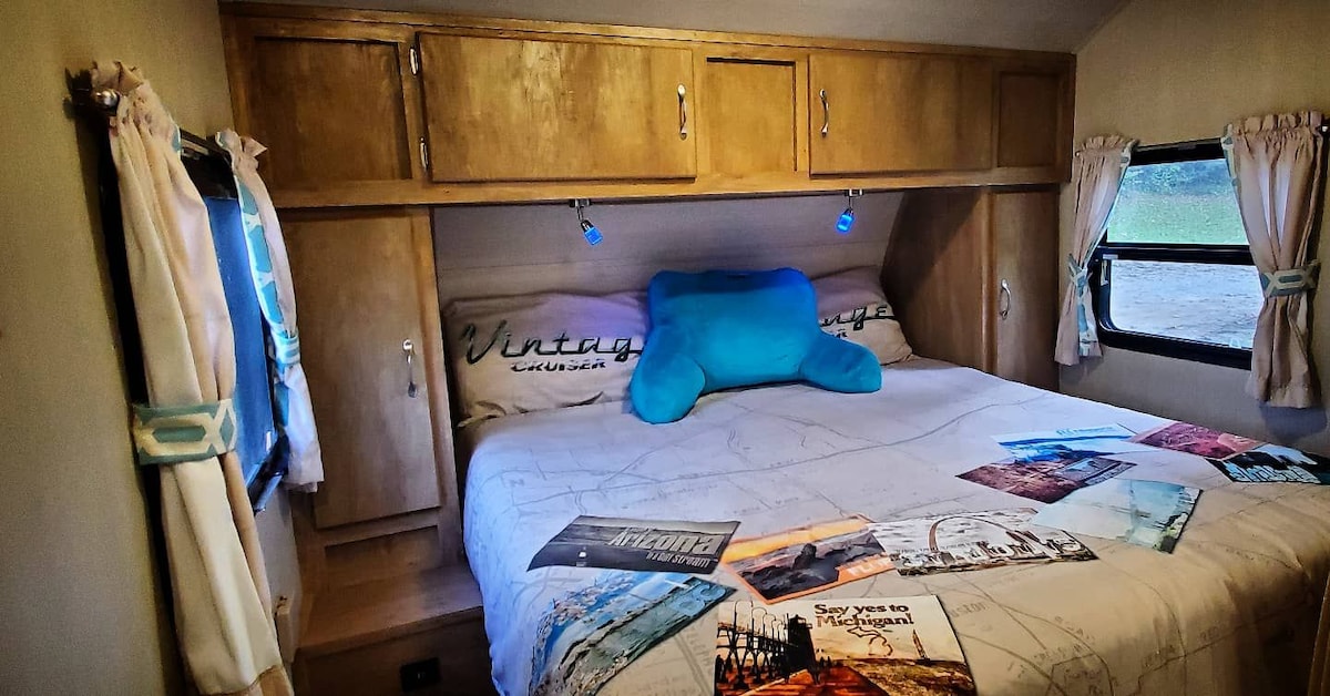 Queen Bed in the back.