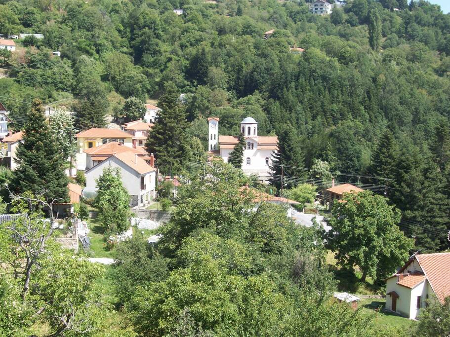 Photograph of the village taken from the window on the attic.