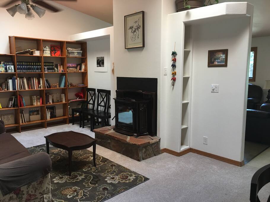 Pellet stove in living room.