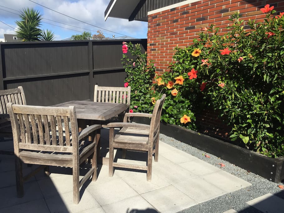 Private, sun soaked courtyard