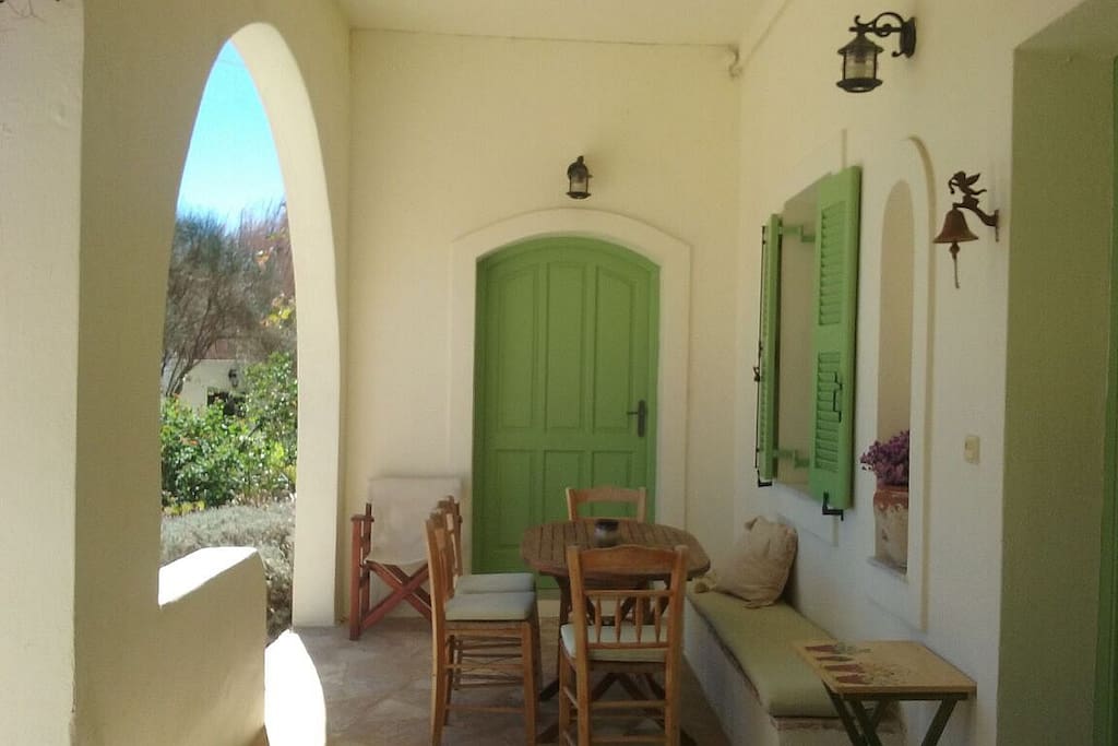 Dining area outside in the shade