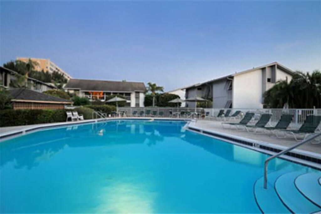 Our condo is close to the pool but not "too" close. 2nd bldg on the right.