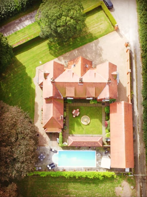 Fairfield House; Aerial View of the main house and Lodge