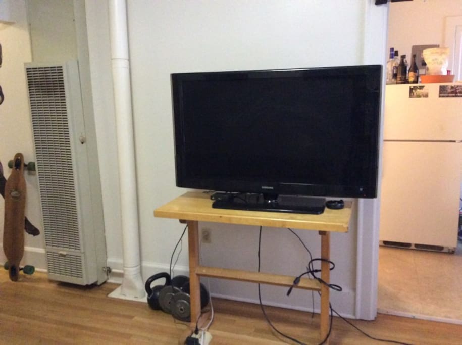 View of the open living room area.