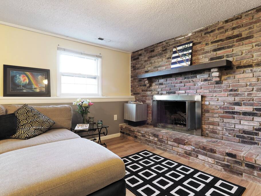 Family room with fire place