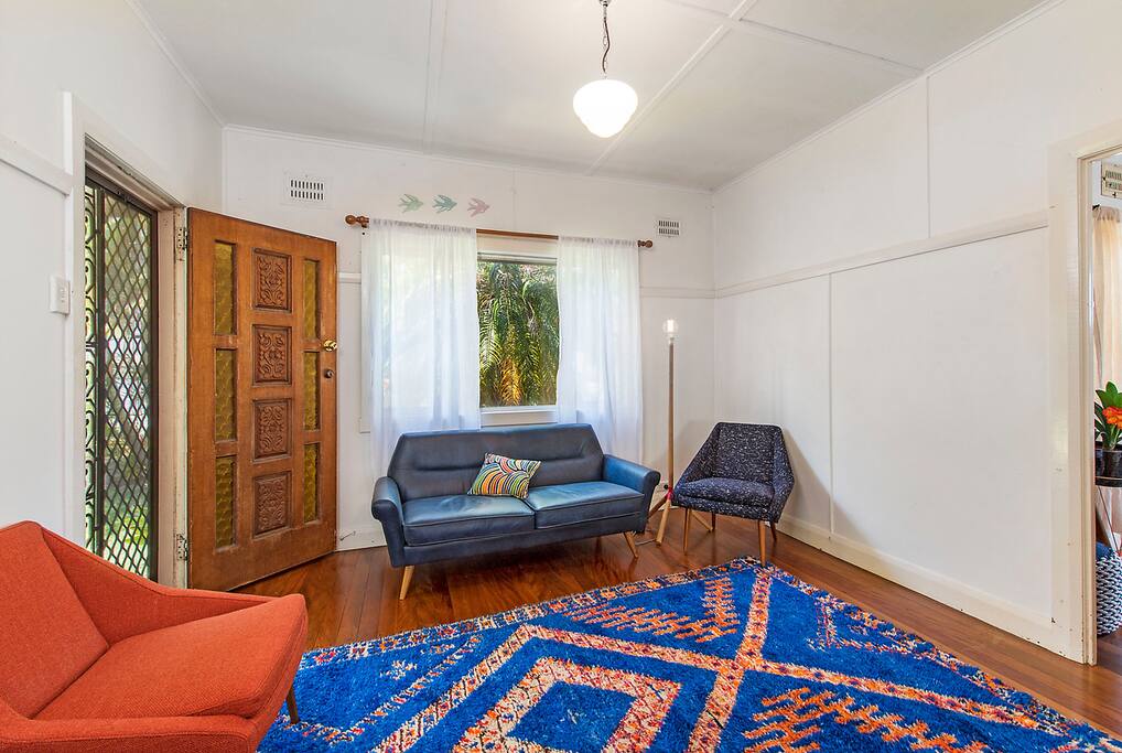 beautiful seating & vintage rug