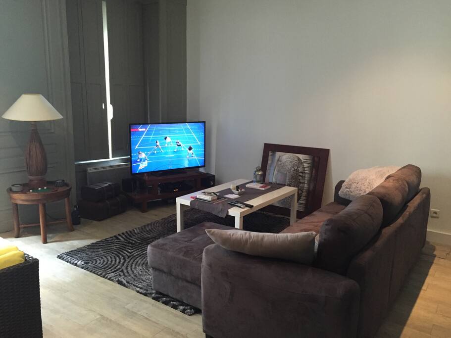 partie salon avec TV et internet