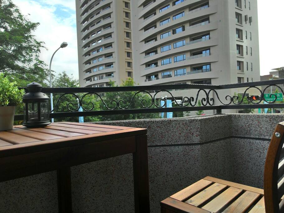 the view of the front balcony