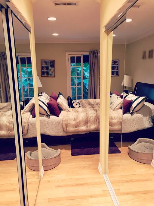 View from bathroom to bedroom