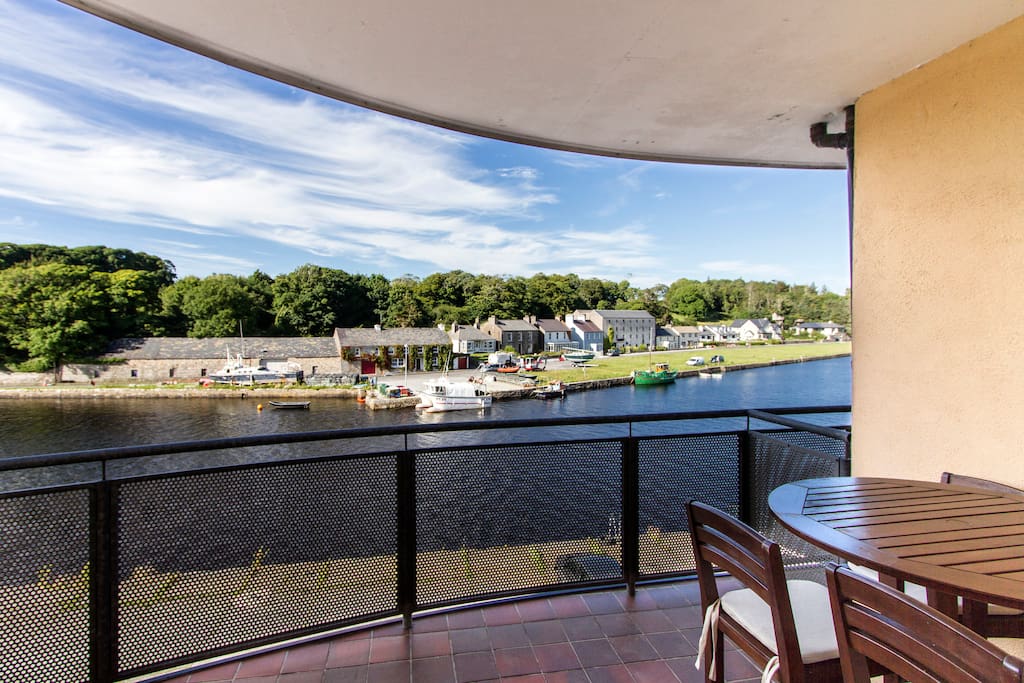 180 degree view of river from sheltered balcony