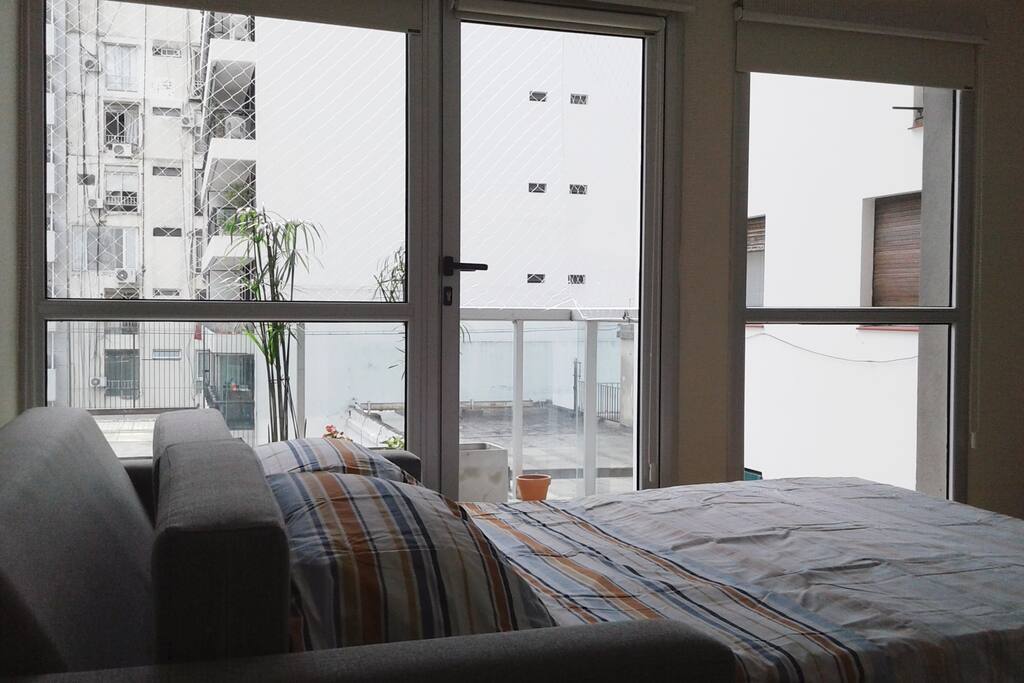 Windows with black out curtains