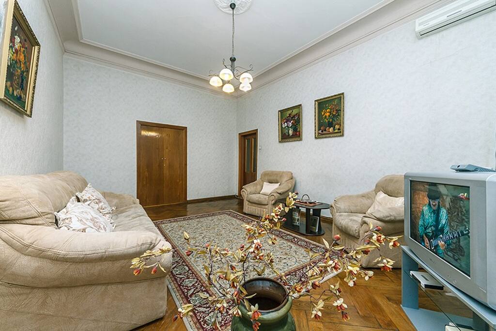 Living room With convertable sofa and TV
