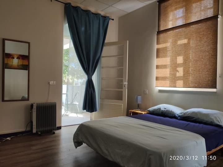 Bedroom #3 (for 2 people). 
The room has a double bed, heater and air conditioner. In winter, we provide a warm blanket, and on request we can provide an extra bed.