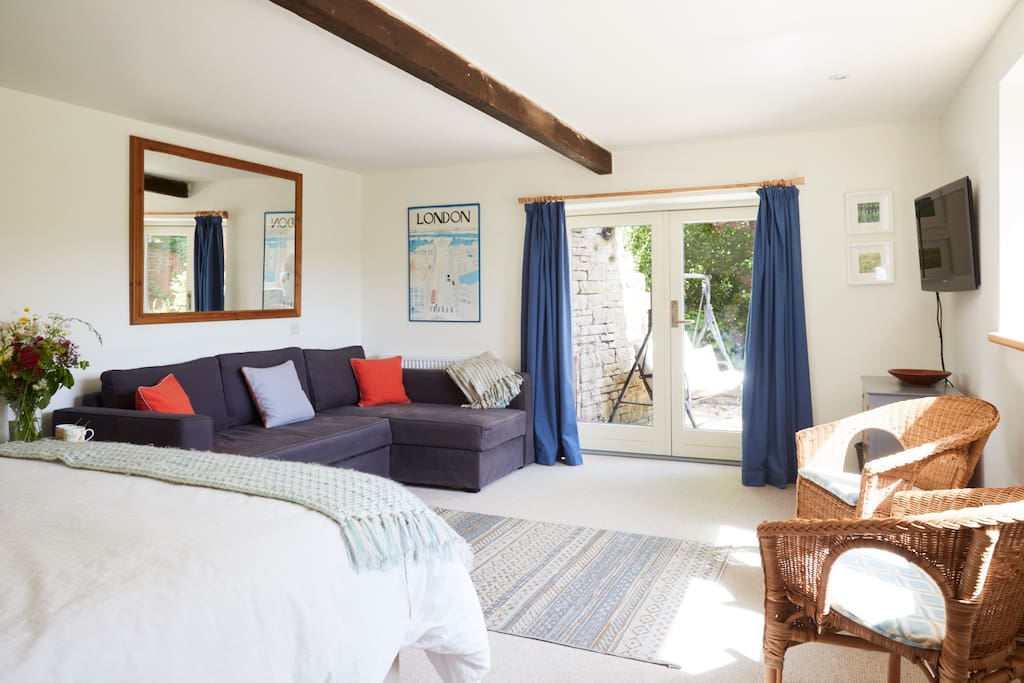 Large sofa bed and direct access into the garden