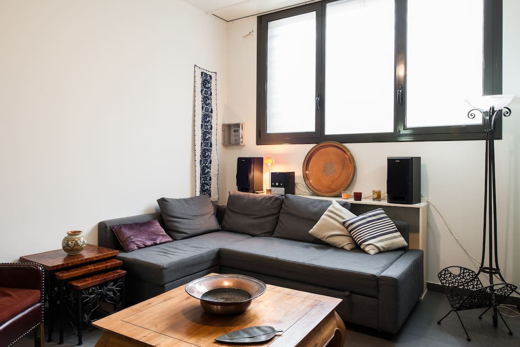 The sofa turns into a very comfortable bed (sofabed)