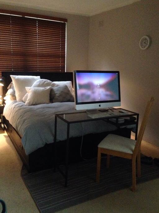 Extremely Comfortable double queen size bed with mini office