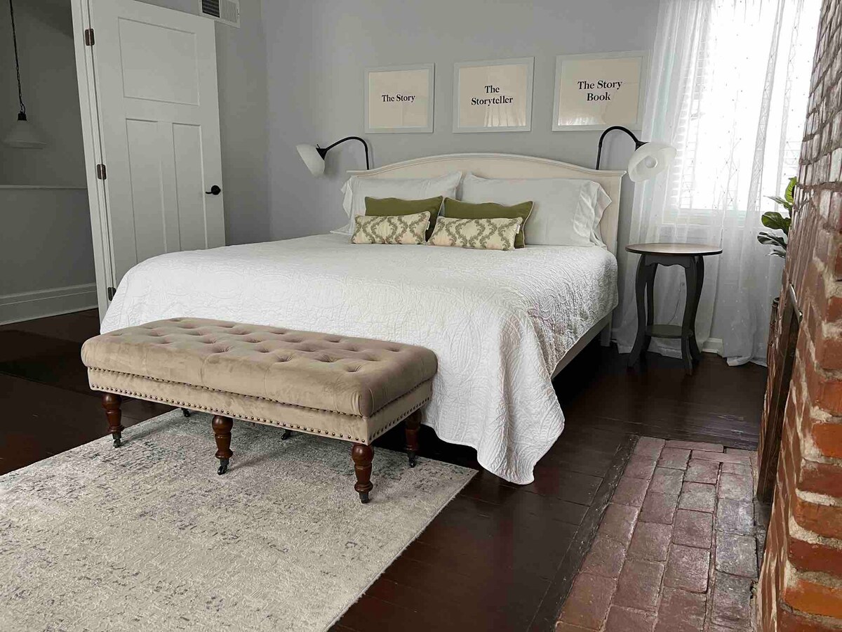 Front of the house bedroom has Stearns & Foster mattress and comfortable linens.