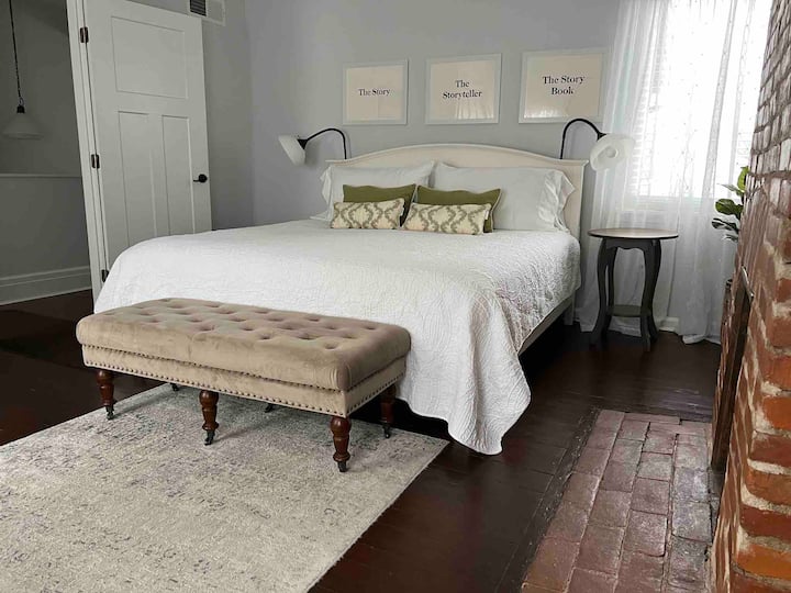 Front of the house bedroom has Stearns & Foster mattress and comfortable linens.