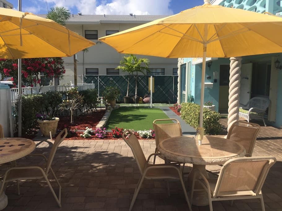 Come stay with us and sit on our tropical pool deck.....