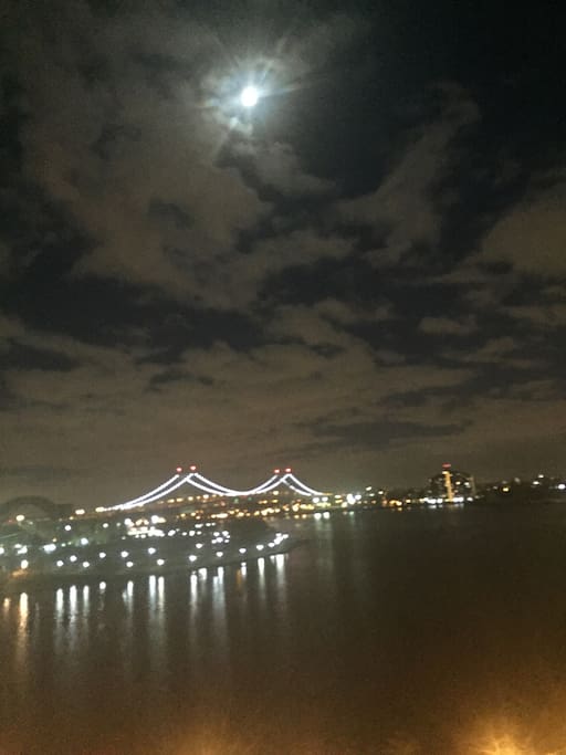 Living room view, night time