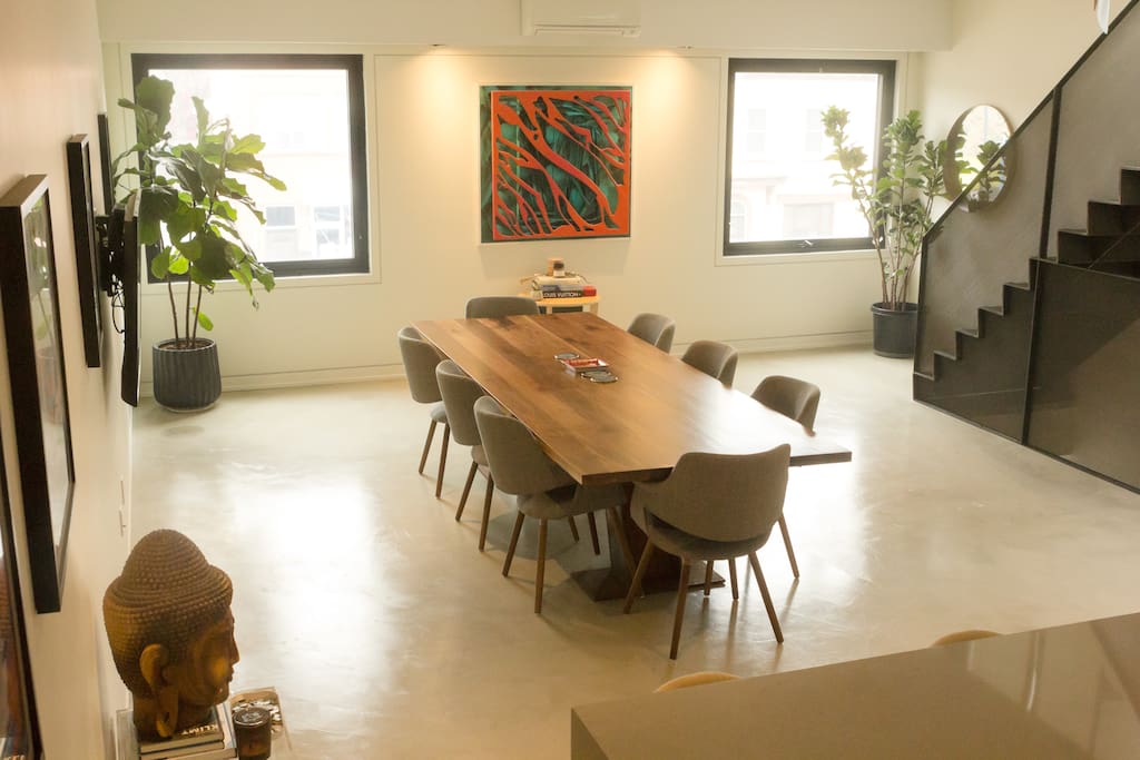 dining kitchen area. Entire home has heated polished concrete floors perfect for Toronto's cold winters.