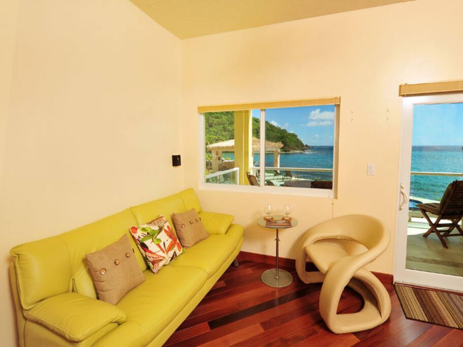 Modern living area, Ocean View, Home Theater system, Standard One Bedroom