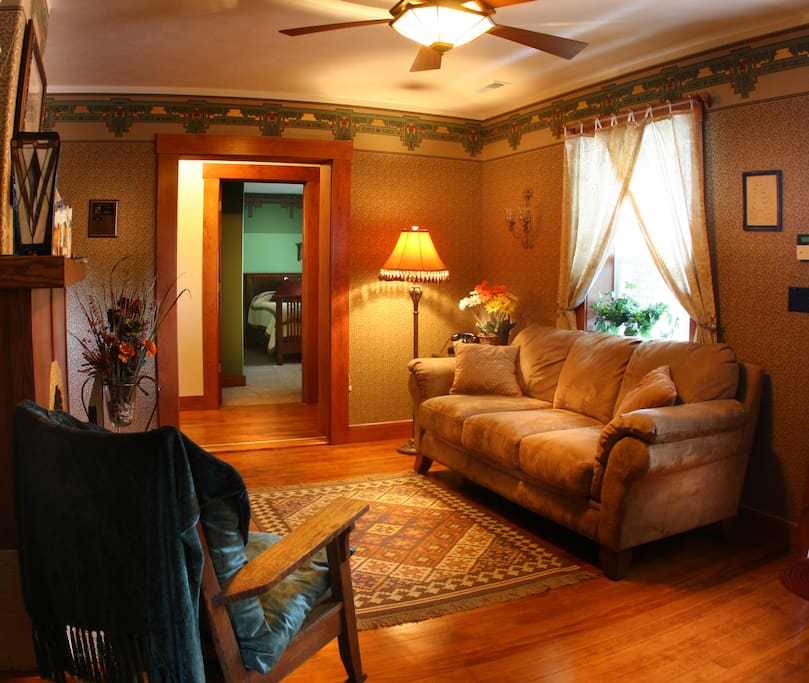 Comfort by the fireplace and a great place to read