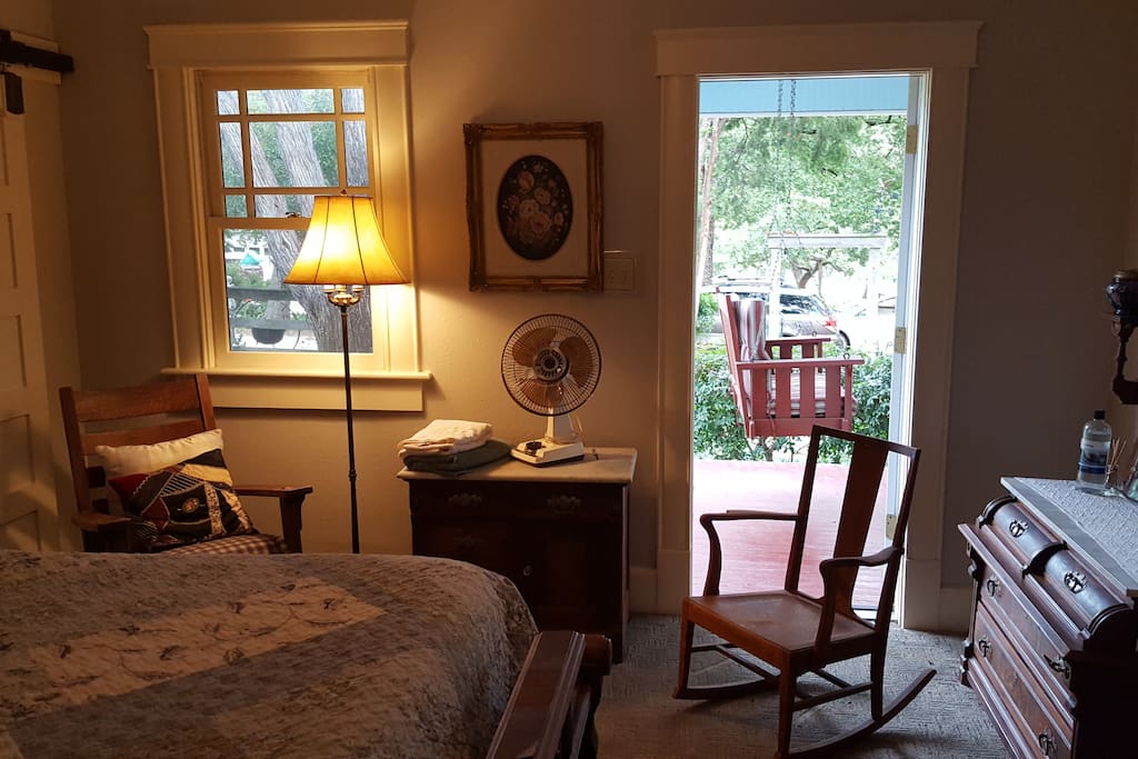 Private entrance off of wrap around covered porch allows ample privacy and easy access. Antique furnishings complete the country vibe.