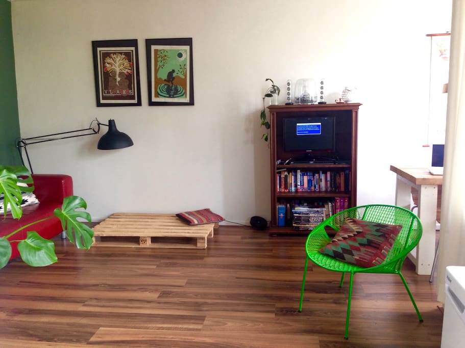 Living room with TV, DVD player and an excellent sound system