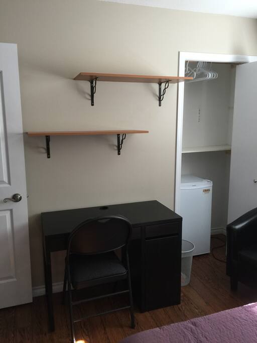 Fridge & Desk in Guest Room