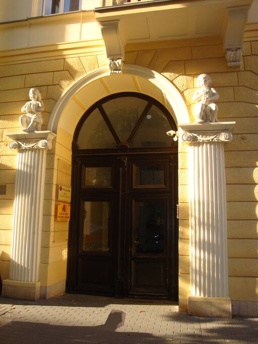 Newly restored gate of the "House Under Twins"