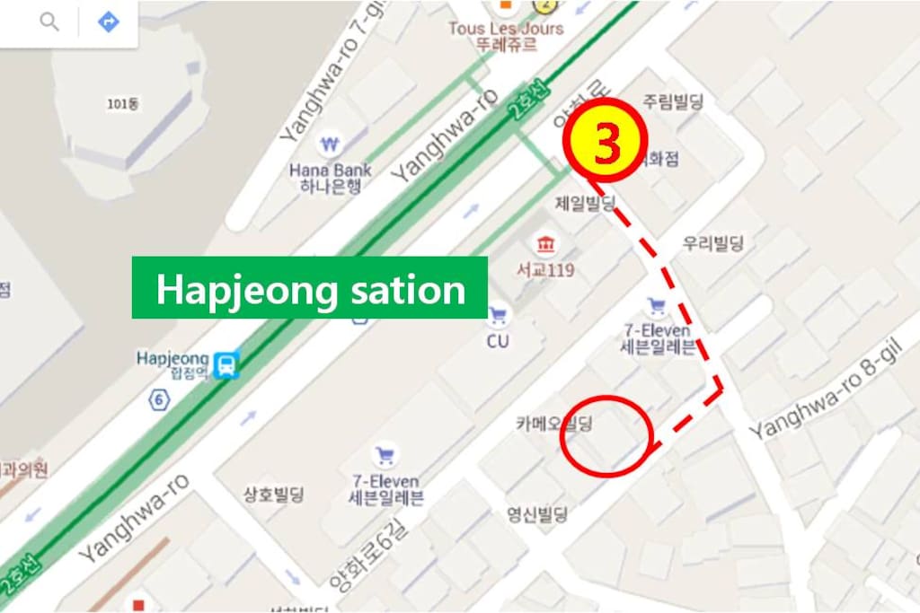 Center of Hapjeong and Hondae area